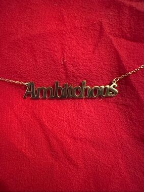 Gold-tone 'Ambitchous' Nameplate Necklace